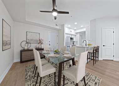 Furnished dining area shown at Haven at Midtown.
